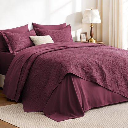 Love's cabin Quilts for Queen Bed Blue Bedspreads - Soft Bed Summer Lightweight Bedspread Comforter - Modern Style Coin Pattern Coverlet for All Season - 3 Pieces (1 Quilt, 2 Pillow Shams)