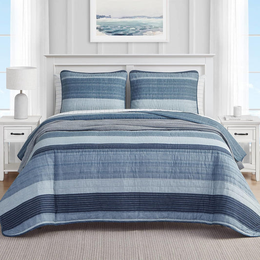 Nautica - Soft Queen Quilt Set with Shams, Lightweight Bedding