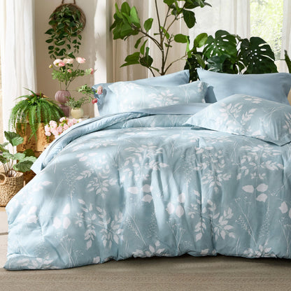 Bedsure Sage Green Queen Comforter Set, Floral Bedding Sets, 7 Piece