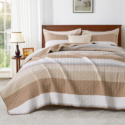 Andency Queen Quilt Bedding Set Sage Green, 3 Pieces Striped Bedspreads