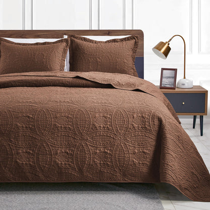 Love's cabin King Size Quilt Set Blue Bedspreads - Soft Bed Summer Lightweight Bedspread Comforter - Modern Style Coin Pattern Coverlet for All Season - 3 Pieces (1 Quilt, 2 Pillow Shams)