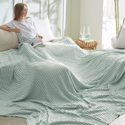 Bedsure Cooling Waffle Blanket for Hot Sleepers, Ivory, Queen, 90"x90"
