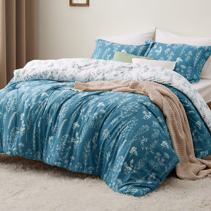 Bedsure Floral Comforter Set Cute Bedding Set Queen Reversible Sage Green