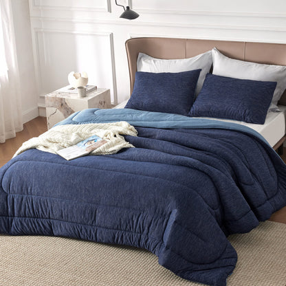 Bedsure Queen Comforter Set, Reversible Cooling & All-Season Bedding, Black