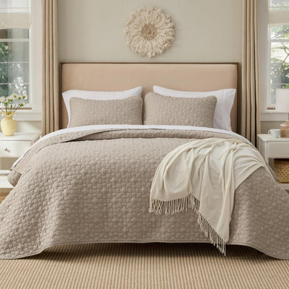 Bedsure Quilts Queen Size - Grey Bedspreads Queen Size with Basket Weave Pattern, Soft Quilt Bedding Set, Lightweight Comforter Set Coverlet for All Seasons with 2 Pillow Shams (90" x 96")