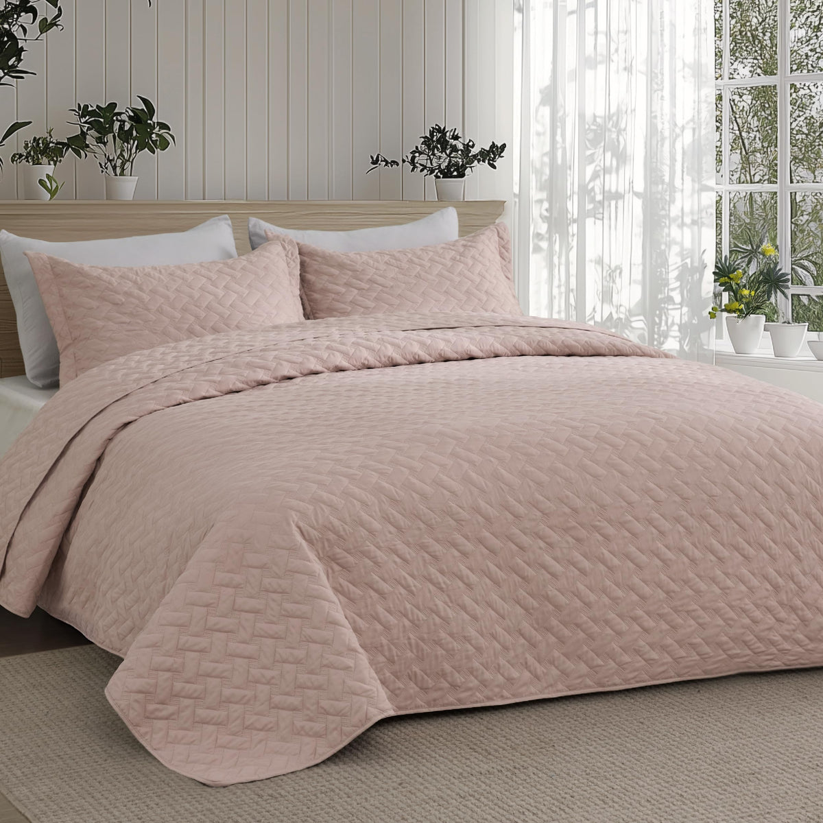 Bedsure Quilts Queen Size - Grey Bedspreads Queen Size with Basket Weave Pattern, Soft Quilt Bedding Set, Lightweight Comforter Set Coverlet for All Seasons with 2 Pillow Shams (90" x 96")