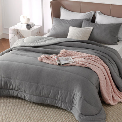 Bedsure Queen Comforter Set, Reversible Cooling & All-Season Bedding, Black