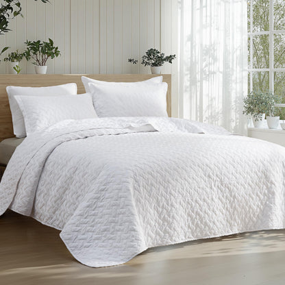 Bedsure Quilts Queen Size - Grey Bedspreads Queen Size with Basket Weave Pattern, Soft Quilt Bedding Set, Lightweight Comforter Set Coverlet for All Seasons with 2 Pillow Shams (90" x 96")