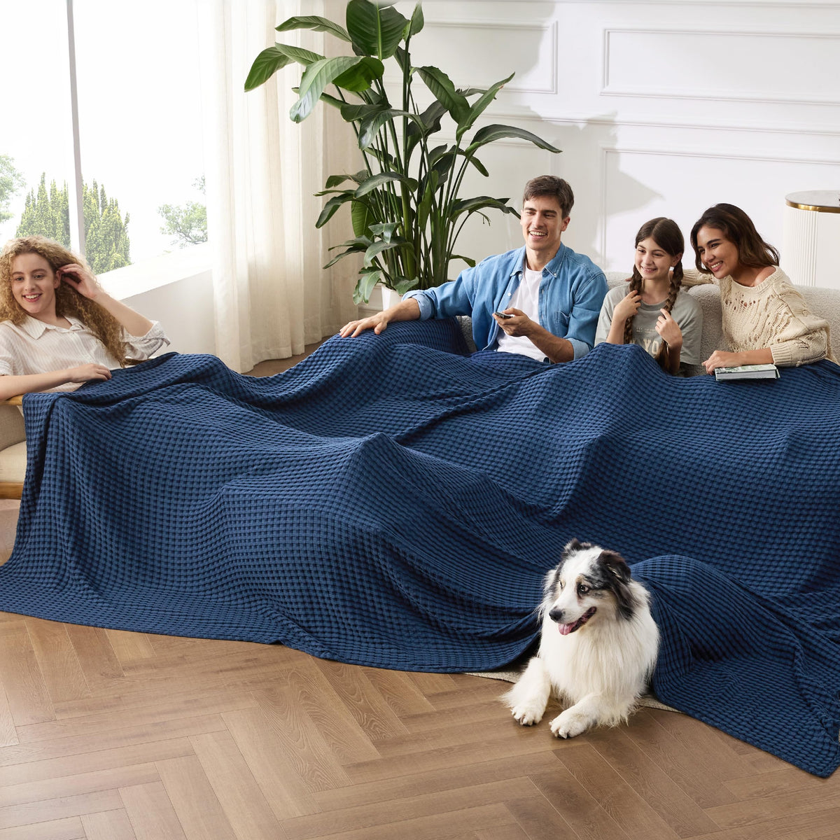 Bedsure Cooling Waffle Blanket for Hot Sleepers, Ivory, Queen, 90"x90"