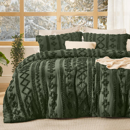 Bedsure Tufted Boho Comforter Set Queen, Bedroom Decor Bedding Set Beige