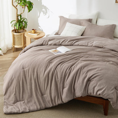 Bedsure Queen Size Comforter Sets, Beige Cationic Dyed Bedding Set 3 Pcs