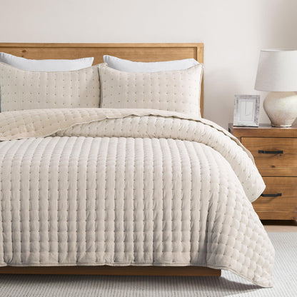 WDCOZY Cloud Soft Quilt Set, Queen Size, White, 3 Pieces 90x90 inches