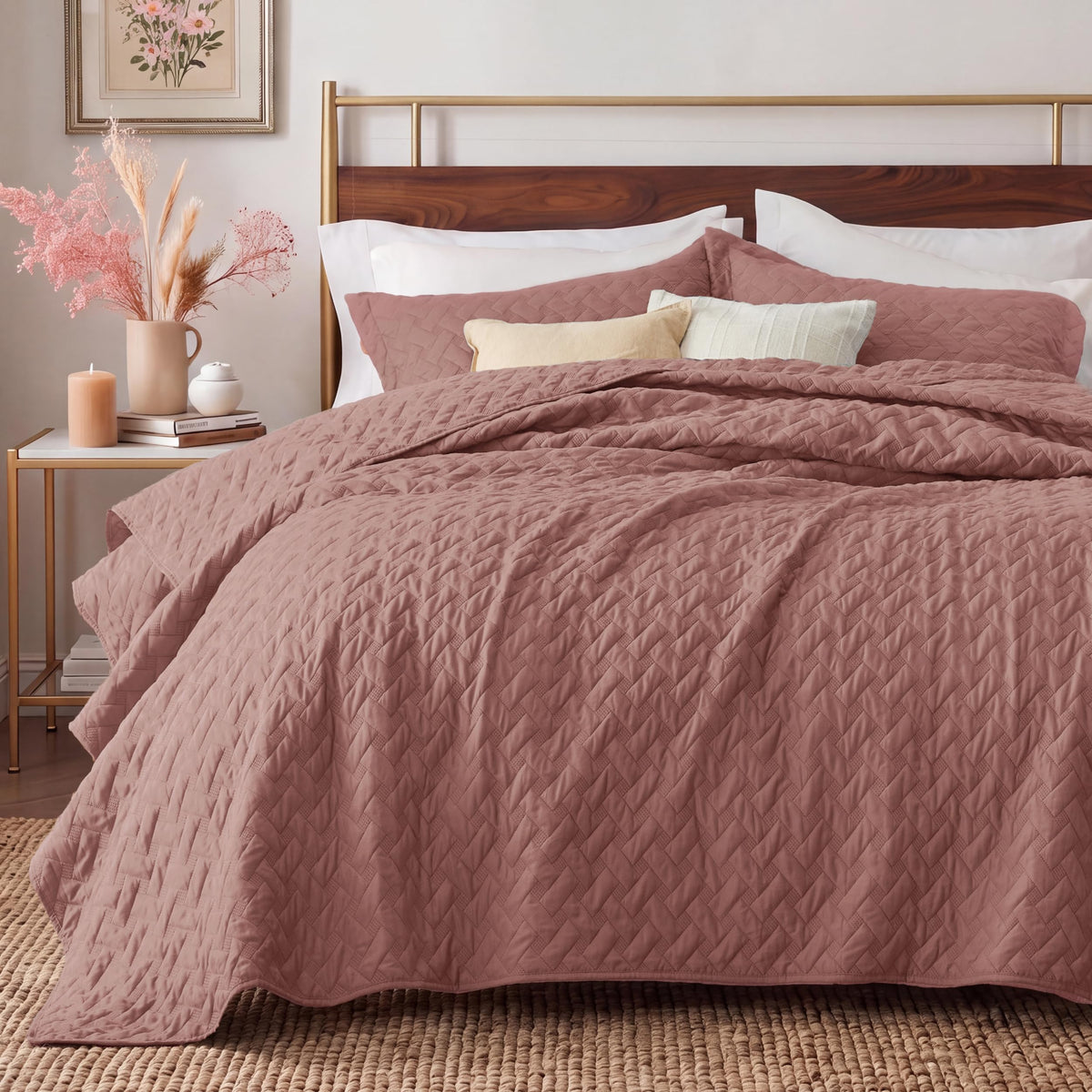 Bedsure Quilts Queen Size - Grey Bedspreads Queen Size with Basket Weave Pattern, Soft Quilt Bedding Set, Lightweight Comforter Set Coverlet for All Seasons with 2 Pillow Shams (90" x 96")