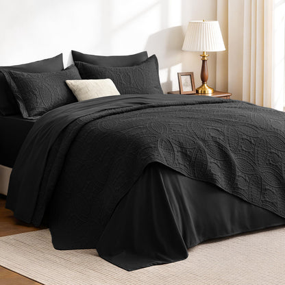 Love's cabin King Size Quilt Set Blue Bedspreads - Soft Bed Summer Lightweight Bedspread Comforter - Modern Style Coin Pattern Coverlet for All Season - 3 Pieces (1 Quilt, 2 Pillow Shams)