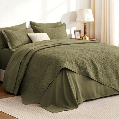 Love's cabin King Size Quilt Set Blue Bedspreads - Soft Bed Summer Lightweight Bedspread Comforter - Modern Style Coin Pattern Coverlet for All Season - 3 Pieces (1 Quilt, 2 Pillow Shams)