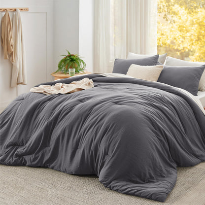 Bedsure King Comforter Set Prewashed Soft Bedding Set 3Pcs White 104"x90"