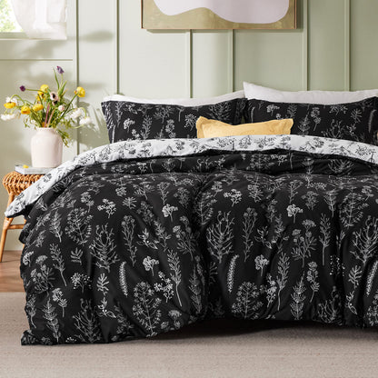Bedsure Floral Comforter Set Cute Bedding Set Queen Reversible Sage Green