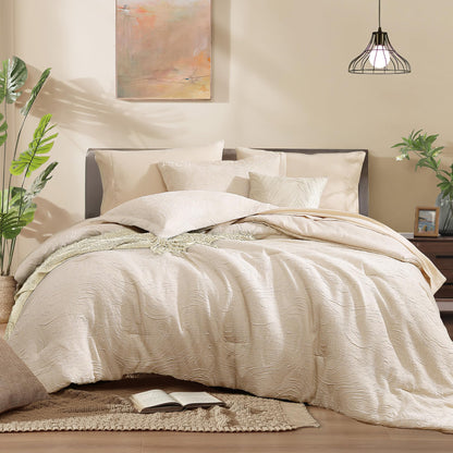 Monbix King Size Comforter Set Olive Green 7 Pieces Bed in a Bag