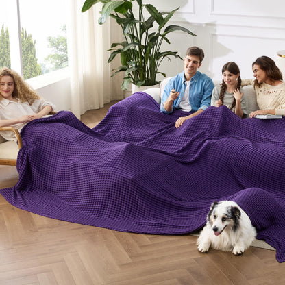 Bedsure Cooling Waffle Blanket for Hot Sleepers, Ivory, Queen, 90"x90"