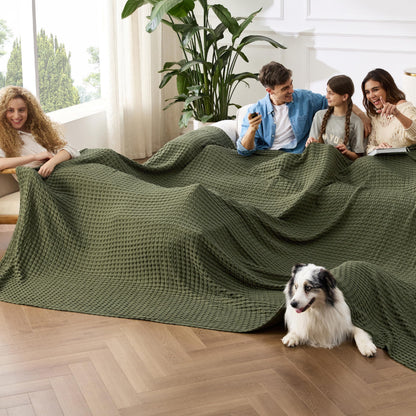 Bedsure Cooling Waffle Blanket for Hot Sleepers, Ivory, Queen, 90"x90"