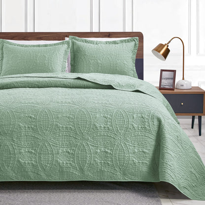 Love's cabin King Size Quilt Set Blue Bedspreads - Soft Bed Summer Lightweight Bedspread Comforter - Modern Style Coin Pattern Coverlet for All Season - 3 Pieces (1 Quilt, 2 Pillow Shams)