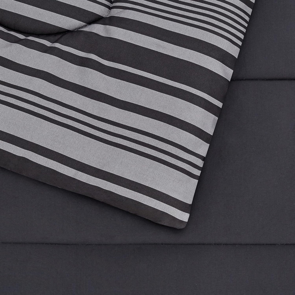 Amazon Basics 5-Piece Lightweight Microfiber Comforter Set with Sheets, Bed-in-a-Bag, Gray Calvin Striped Bedding, Twin/Twin XL