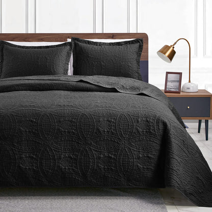 Love's cabin King Size Quilt Set Blue Bedspreads - Soft Bed Summer Lightweight Bedspread Comforter - Modern Style Coin Pattern Coverlet for All Season - 3 Pieces (1 Quilt, 2 Pillow Shams)