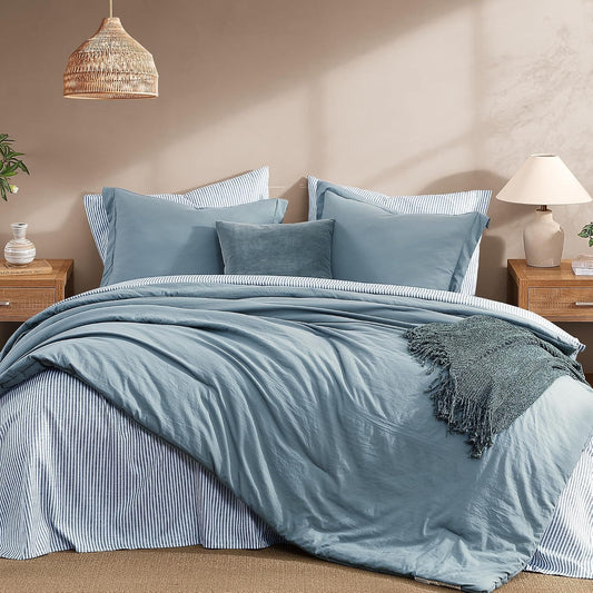 Monbix Queen Comforter Set - 7 Pieces Soft Bed in a Bag Queen Bedding Sets