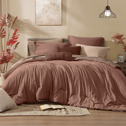Monbix King Size Comforter Set Olive Green 7 Pieces Bed in a Bag