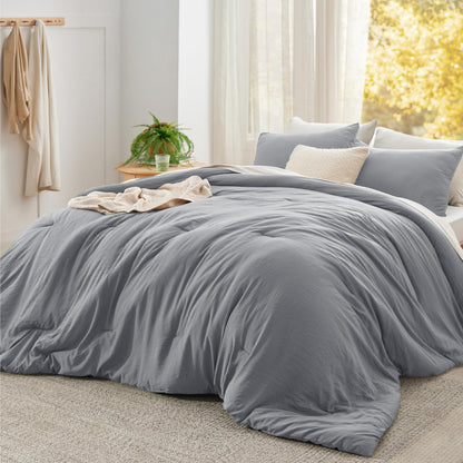 Bedsure King Comforter Set Prewashed Soft Bedding Set 3Pcs White 104"x90"