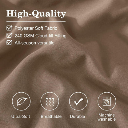 King Size Comforter Set-7 Pieces Brown Soft Bed in a Bag King Bedding Sets