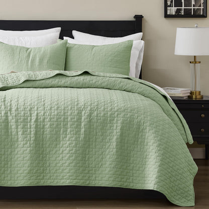palassio Beige 100% Cotton Quilt Queen Size Bedding Sets with 2 Pillow Shams, Textured Lightweight Soft Bedspread Shabby Chic Coverlet, Neutral Quilted Comforter Bed Cover for All Season, 3 Pieces