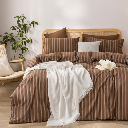 BESTOUCH Cotton Solid Duvet Cover Set Linen Feel Off White Queen