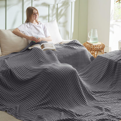 Bedsure Cooling Waffle Blanket for Hot Sleepers, Ivory, Queen, 90"x90"