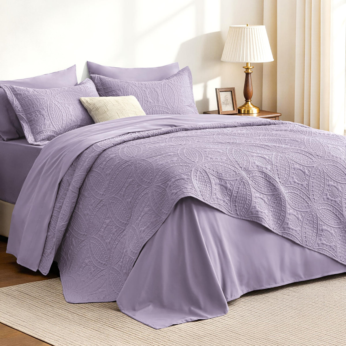 Love's cabin Quilts for Queen Bed Blue Bedspreads - Soft Bed Summer Lightweight Bedspread Comforter - Modern Style Coin Pattern Coverlet for All Season - 3 Pieces (1 Quilt, 2 Pillow Shams)