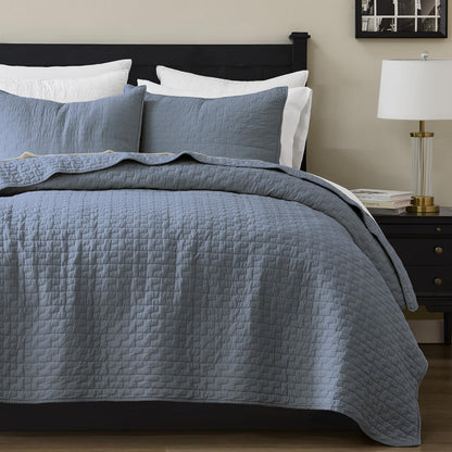 palassio Beige 100% Cotton Quilt Queen Size Bedding Sets with 2 Pillow Shams, Textured Lightweight Soft Bedspread Shabby Chic Coverlet, Neutral Quilted Comforter Bed Cover for All Season, 3 Pieces
