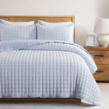 WDCOZY Cloud Soft Quilt Set, Queen Size, White, 3 Pieces 90x90 inches