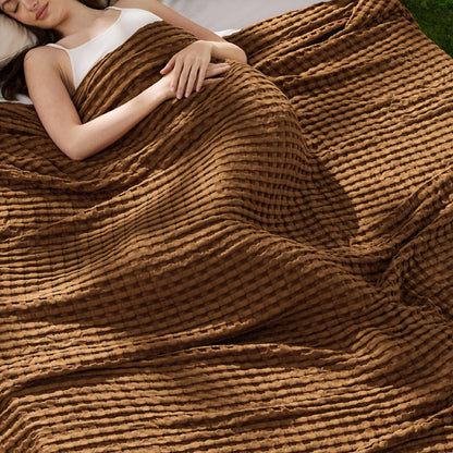 Bedsure Cooling Waffle Blanket for Hot Sleepers, Ivory, Queen, 90"x90"