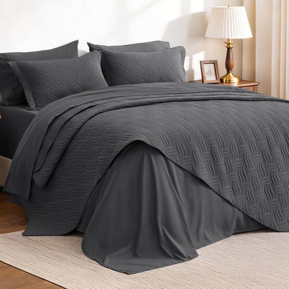 Love's cabin King Size Quilt Set Blue Bedspreads - Soft Bed Summer Lightweight Bedspread Comforter - Modern Style Coin Pattern Coverlet for All Season - 3 Pieces (1 Quilt, 2 Pillow Shams)