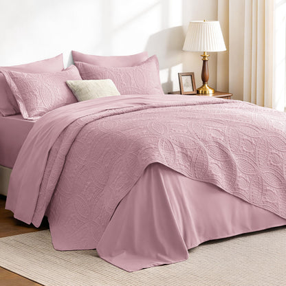Love's cabin King Size Quilt Set Blue Bedspreads - Soft Bed Summer Lightweight Bedspread Comforter - Modern Style Coin Pattern Coverlet for All Season - 3 Pieces (1 Quilt, 2 Pillow Shams)