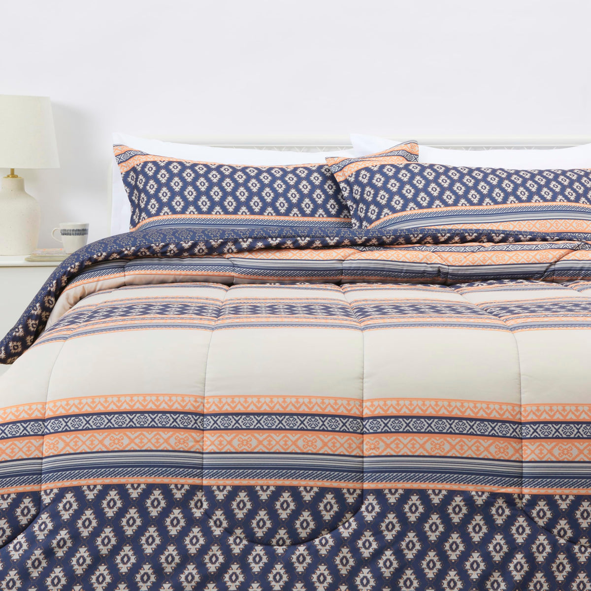 Amazon Basics Washable Comforter Blanket, Reversible Lightweight Microfiber All Season, Twin/Twin XL, Navy/Sky Blue