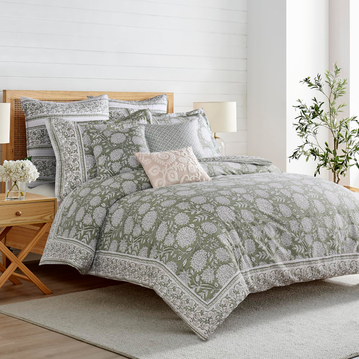 Levtex Home Adare Taupe Reversible King/Cal King Quilt Set (106x92in) and 2 Pillow Shams (36x20in) - Floral Bedding - Taupe White - Cotton King Size Quilt Bedding Set - Lightweight, Soft, Pre-Washed