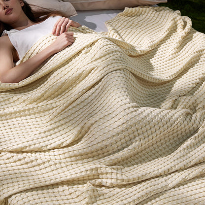 Bedsure Cooling Waffle Blanket for Hot Sleepers, Ivory, Queen, 90"x90"