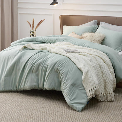 Bedsure Queen Size Comforter Sets, Beige Cationic Dyed Bedding Set 3 Pcs