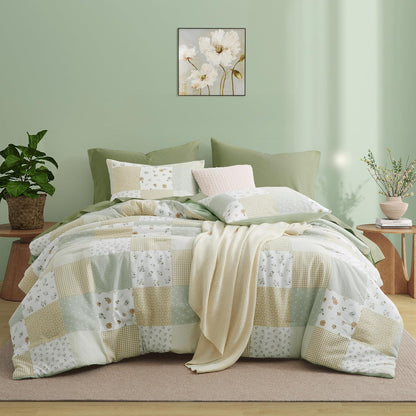 Oli Anderson Queen Comforter Set, 7 Pieces Bed in a Bag, Light Green