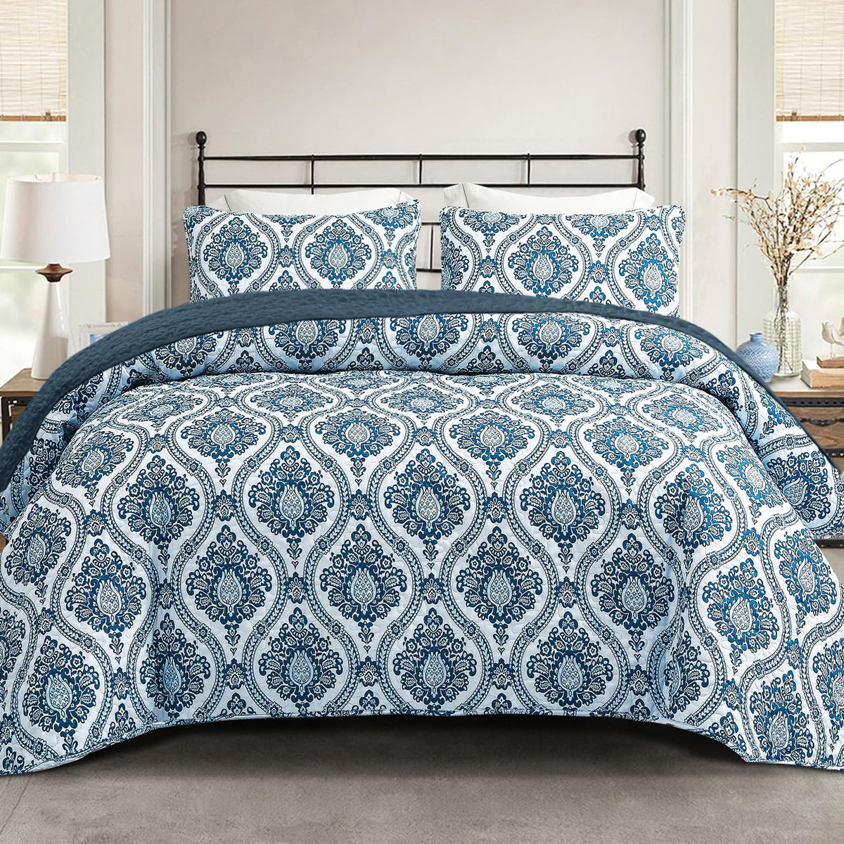Exclusivo Mezcla Reversible Boho Quilts Queen Size Gray