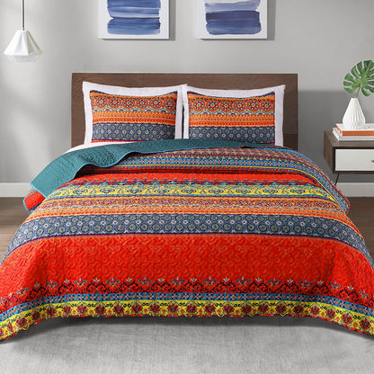 Exclusivo Mezcla Reversible Boho Quilts Queen Size Gray