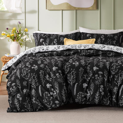 Bedsure Floral Comforter Set Cute Bedding Set Queen Reversible Sage Green