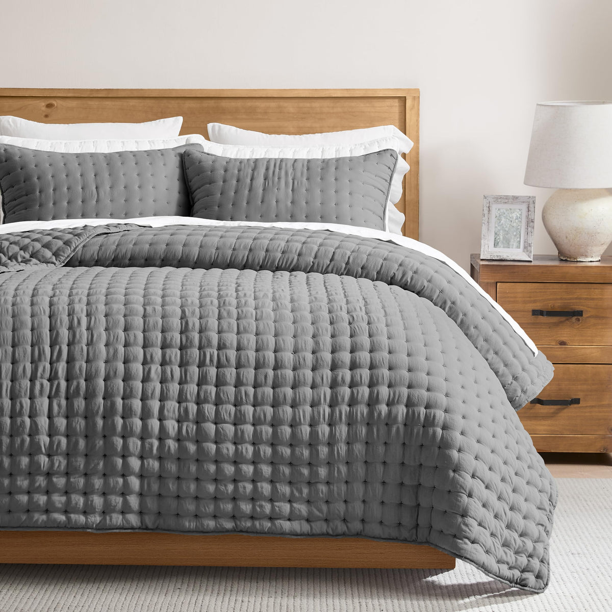 WDCOZY Cloud Soft Quilt Set, Queen Size, White, 3 Pieces 90x90 inches
