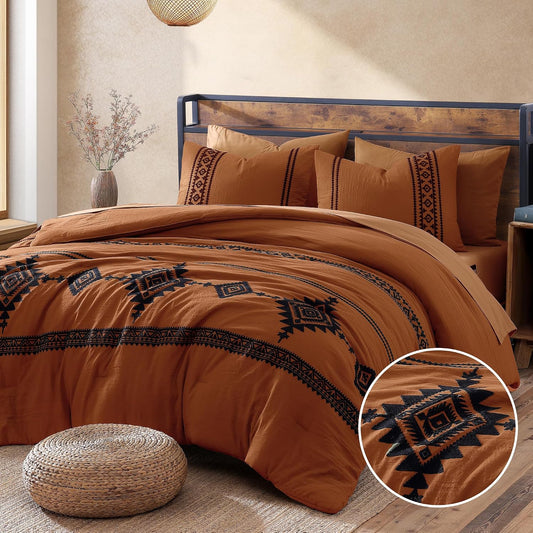 MaiRêve Embroidery King Size Comforter Set 7 Pieces Western Bed in a Bag
